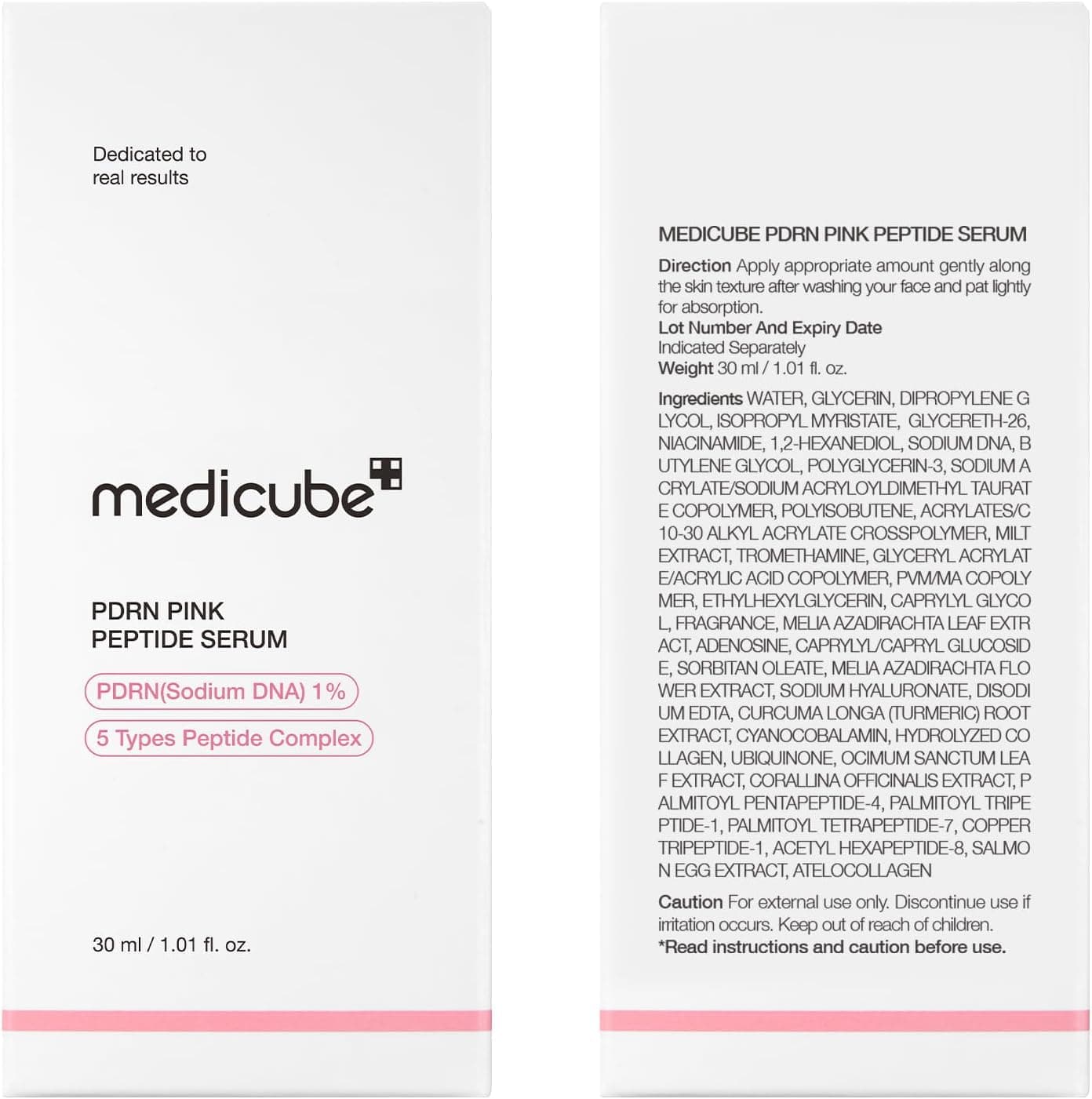 سرم medicube Salmon DNA PDRN Pink Peptide – سرم درخشش صورتی با پپتید، نیاцинامید و فرمول آبرسان، مرطوب‌کننده و سفت‌کننده پوست. مناسب برای یکنواخت‌سازی رنگ پوست. محصول مراقبت پوستی کره‌ای. حجم 1.01 اونس (مدل Salmon DNA PDRN). 543