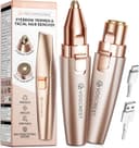 2-in-1 تریمر قابل شارژ ابرو و دستگاه اصلاح موهای زائد صورت بانوان – شامل ابرو تراش و موزن صورت برای حذف موهای ابرو، لب، بینی و بدن. مناسب برای بانوان، دارای چراغ داخلی LED و طراحی ظریف به رنگ رزگلد. 1289