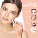 2-in-1 تریمر قابل شارژ ابرو و دستگاه اصلاح موهای زائد صورت بانوان – شامل ابرو تراش و موزن صورت برای حذف موهای ابرو، لب، بینی و بدن. مناسب برای بانوان، دارای چراغ داخلی LED و طراحی ظریف به رنگ رزگلد. 1291