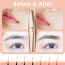 2-in-1 تریمر قابل شارژ ابرو و دستگاه اصلاح موهای زائد صورت بانوان – شامل ابرو تراش و موزن صورت برای حذف موهای ابرو، لب، بینی و بدن. مناسب برای بانوان، دارای چراغ داخلی LED و طراحی ظریف به رنگ رزگلد. 1293