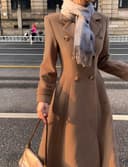 کت زمستانی زنانه Mywinway – از جنس پشم بلند (Long Wool)، مناسب پاییز و زمستان، مدل دوبل سینه (Double Breasted Peacoat)، سبک ماکسی و ترنچ کت مد روز (Maxi Trendy Trench Coat). 1511