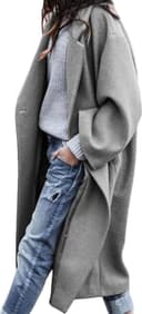 کت زنانه CHARTOU – مدل ترنچ میدی (Midi Long Trench Coat)، با یقه شکاف‌دار (Notched Collar)، تک دکمه (Single Breast) و ترکیبی از پشم و الیاف مصنوعی (Wool Blend)، سبک Oversized. 1539