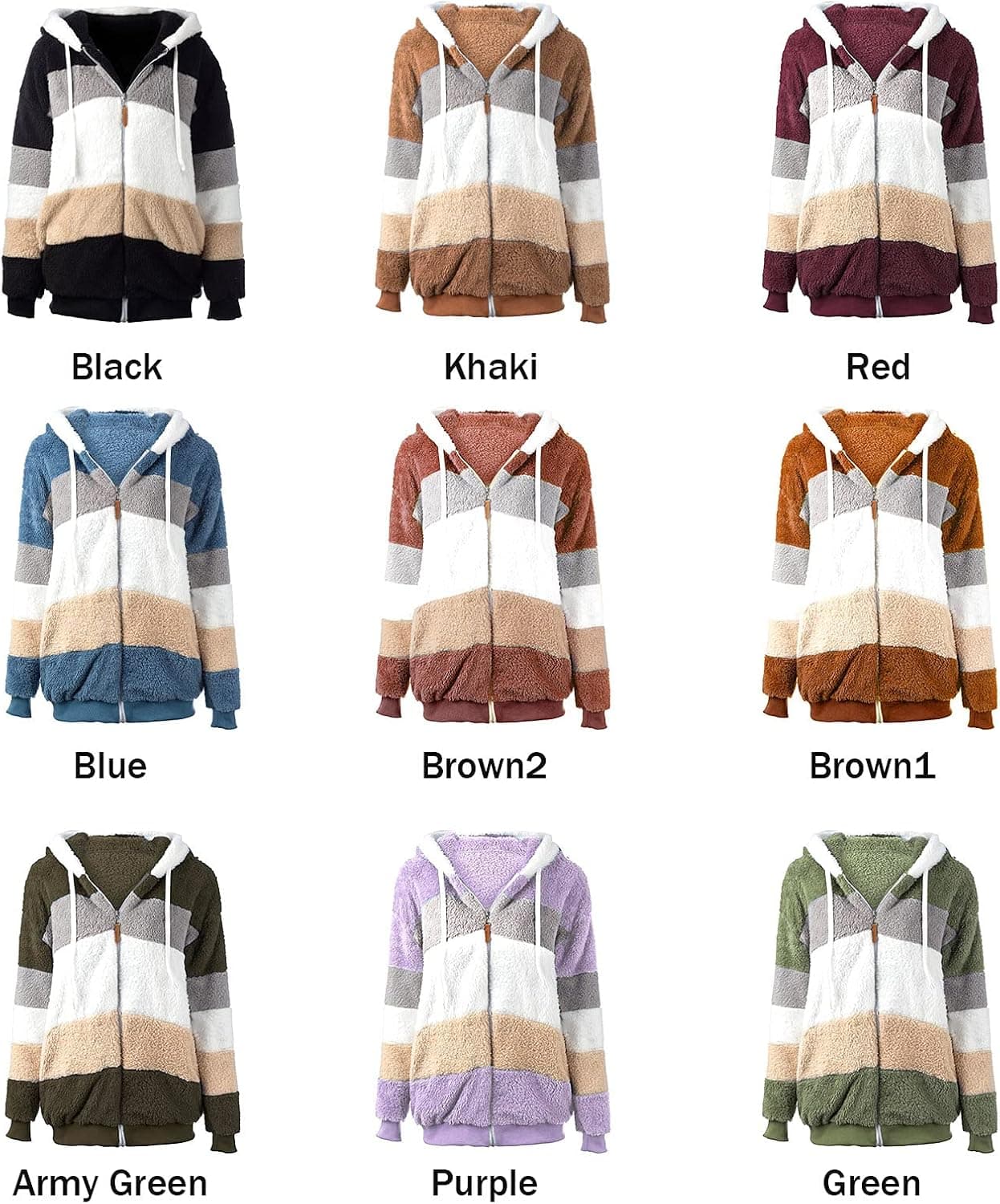 کت زمستانی زنانه Joleritc – از جنس پلاش نرم (Plush)، دارای کلاه (Hooded)، آستین بلند، زیپ و جیب، سبک گرم و راحت برای روزهای سرد. 1582