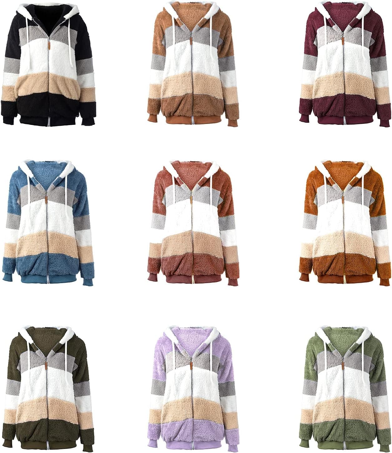 کت زمستانی زنانه Joleritc – از جنس پلاش نرم (Plush)، دارای کلاه (Hooded)، آستین بلند، زیپ و جیب، سبک گرم و راحت برای روزهای سرد. 1583