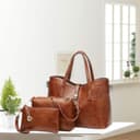 کیف‌های دستی و شانه‌ای YNIQUE برای زنان، کیف‌های Tote شانه‌ای به همراه کیف پول 2-1، قهوه‌ای تیره، سایز متوسط 297