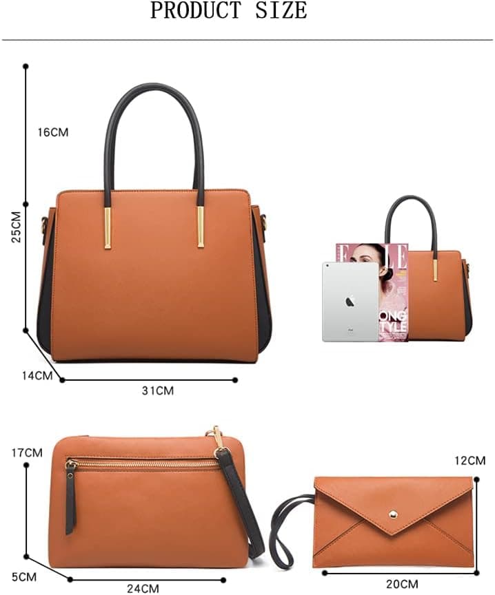 ست ۴ تکه کیف زنانه مد روز – شامل کیف دستی، کیف شانه‌ای، کیف Tote و کیف پول با دسته بالا و سبک Satchel. 314