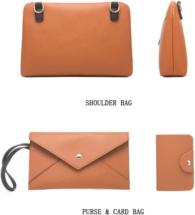 ست ۴ تکه کیف زنانه مد روز – شامل کیف دستی، کیف شانه‌ای، کیف Tote و کیف پول با دسته بالا و سبک Satchel. 316