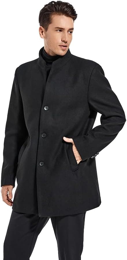 کت بلند زمستانی مردانه Lavnis از جنس ترکیبی پشم – کت Pea باریک با جلوی دکمه‌دار تک‌سینه، مناسب برای استفاده رسمی و کت تجاری. 325