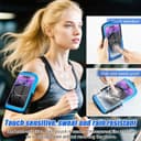 بند مچی نگهدارنده Phone برای Running، کیف Phone کراس‌بادی با محفظه شفاف Touchscreen برای Sport به همراه گیره Carabiner، بازوبند Cell Phone مناسب برای Fitness، Cycling و Hiking (آبی) 3446