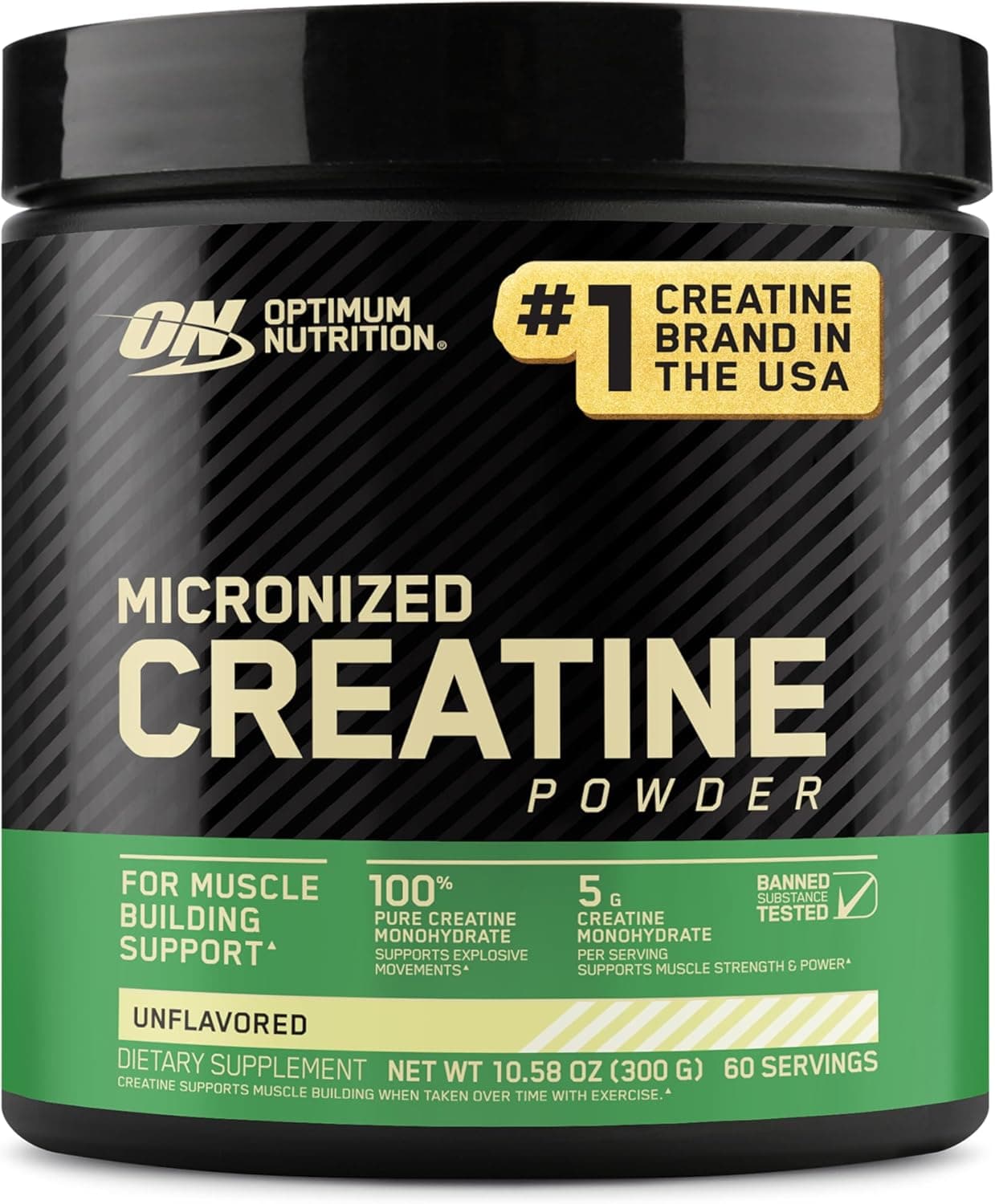 پودر Micronized Creatine Monohydrate از Optimum Nutrition (ON) برای حمایت از عضله‌سازی - بدون طعم، 300 گرم، 60 وعده - بسته‌بندی ممکن است متفاوت باشد 300 گرم