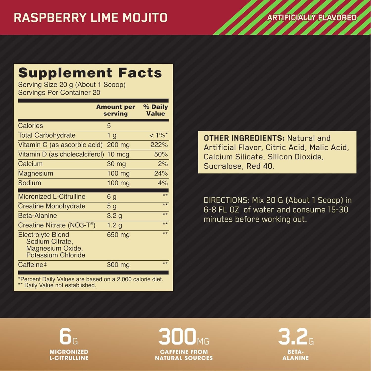 پیش‌تمرین Optimum Nutrition Gold Standard Pre Workout Advanced، حاوی Creatine، Beta-Alanine، Micronized L-Citrulline و Caffeine برای افزایش انرژی، سازگار با رژیم Keto، طعم Raspberry Lime Mojito، ۲۰ وعده مصرف 3535