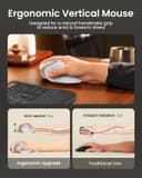 ماوس ارگونومیک ProtoArc، مدل EM11 NL، ماوس عمودی بی‌سیم بلوتوثی قابل شارژ، با قابلیت اتصال به 3 دستگاه مختلف برای Computer/PC/Laptop، ماوس اپتیکال 2.4GHz برای Windows و Mac OS، رنگ سفید طلایی 3564