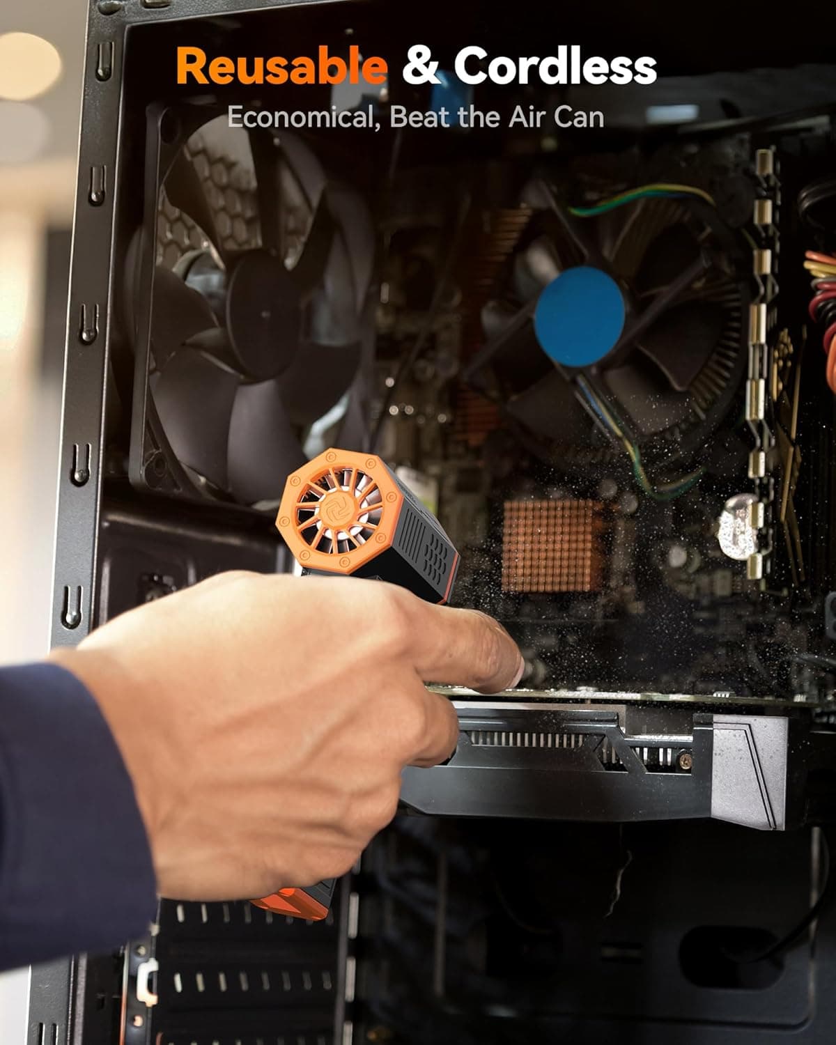 دستگاه دمنده هوای برقی WOLFBOX MF50 - دمنده هوای بی‌سیم فوق‌العاده قدرتمند با سرعت 110000RPM، مینی Blower سه‌سرعته قابل تنظیم با شارژ سریع، دمنده گرد و غبار برای کامپیوتر، کیبورد، خانه، فضای باز و خودرو MF 50