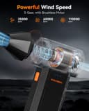 گردگیر برقی WOLFBOX مدل MegaFlow 50 با سرعت 110000RPM، دمنده مینی 3 حالته قابل تنظیم، بی‌سیم، شارژ سریع، مناسب برای گردگیری و حذف گرد و غبار در کامپیوترها، کیبوردها، خودروها، منازل و فضاهای بیرونی 3594