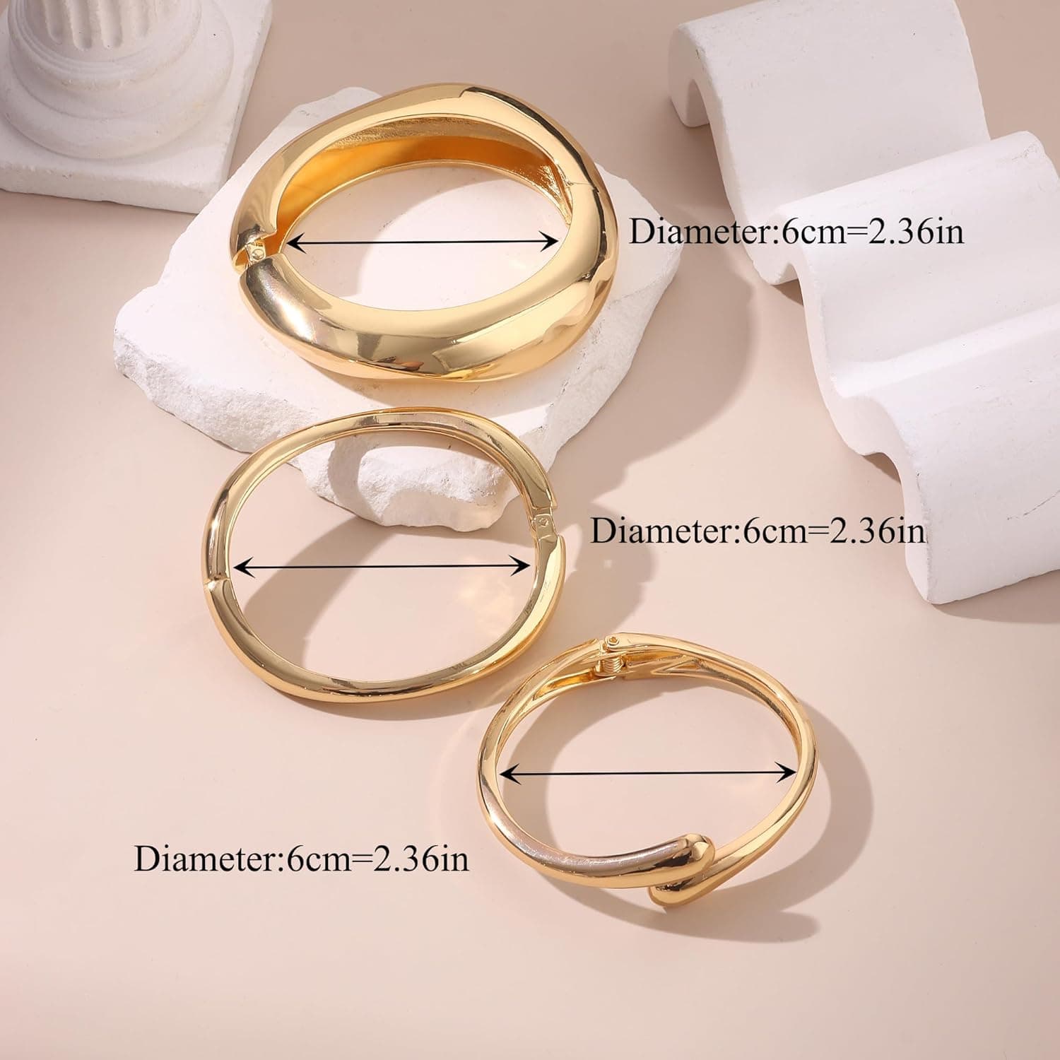 ست ۳ عددی دستبند پهن و برجسته طلایی – دستبند مد روز برای مچ دست، قابل ست شدن و مناسب برای ایجاد استایل چشمگیر، جواهرات فشن برای عروسی، مهمانی، سفر، مناسب برای زنان و دختران، هدیه شیک برای او. 409