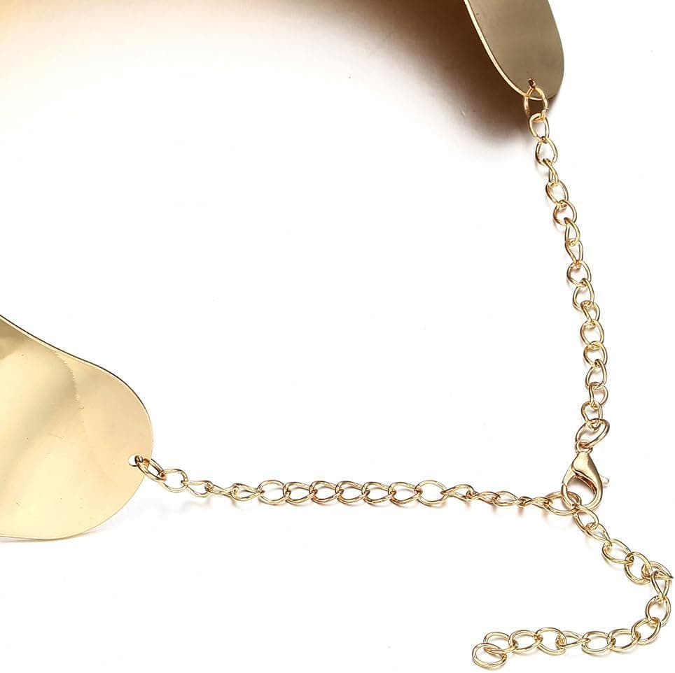 TERRIFI ست گردنبند و گوشواره به سبک آفریقایی برای زنان – شامل گوشواره حلقه‌ای طلایی، گردنبند چوکر پهن طلایی و نقره‌ای، جواهرات استیتمنت به سبک Egyptian برای زنان و مردان، ست جواهرات فانتزی طلایی، مناسب برای هدیه دادن به دختران. 413