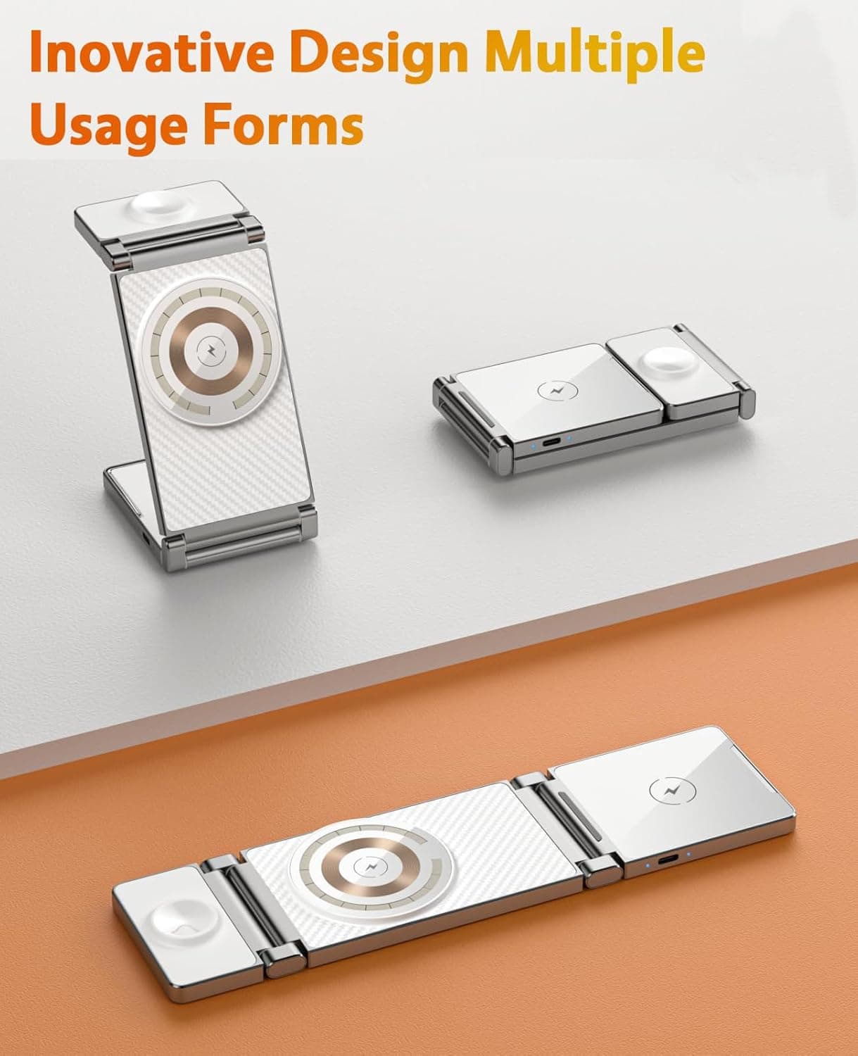 ایستگاه شارژ بی‌سیم ۳ در ۱ KASTWAVE – پایه شارژ برای iPhone 12/13/14/15 Pro Max/Mini، Apple Watch و AirPods، پایه شارژ تاشو و قابل حمل. 481