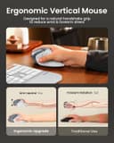 ماوس ارگونومیک ProtoArc مدل EM11 NL – بی‌سیم و عمودی (Vertical Mouse)، با قابلیت اتصال به چند دستگاه به‌صورت هم‌زمان، قابل شارژ از طریق USB-C، مناسب برای Windows، macOS، کامپیوتر، نوت‌بوک و لپ‌تاپ – رنگ سفید. 498