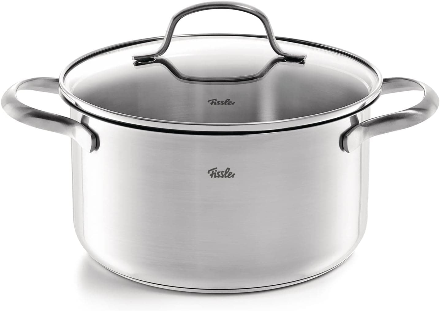Fissler ست قابلمه استیل ضدزنگ مدل San Francisco – شامل ۵ تکه (۳ قابلمه، ۱ قابلمه خورشتی و ۱ شیرجوش بدون درب) همراه با درب‌های شیشه‌ای، قابل استفاده برای تمام اجاق‌ها از جمله القایی (Induction) – رنگ نقره‌ای. 642
