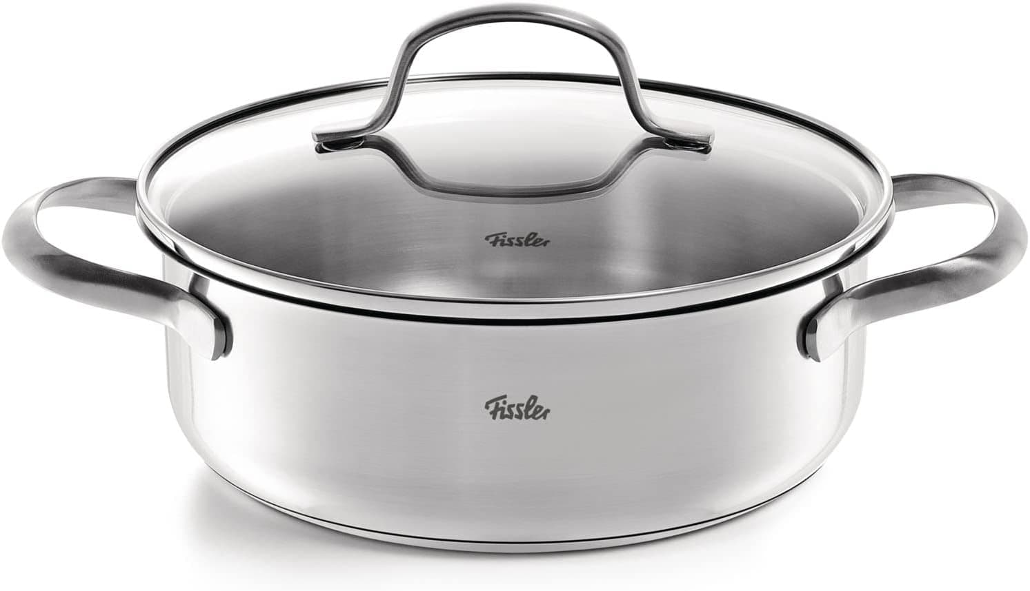 Fissler ست قابلمه استیل ضدزنگ مدل San Francisco – شامل ۵ تکه (۳ قابلمه، ۱ قابلمه خورشتی و ۱ شیرجوش بدون درب) همراه با درب‌های شیشه‌ای، قابل استفاده برای تمام اجاق‌ها از جمله القایی (Induction) – رنگ نقره‌ای. 644