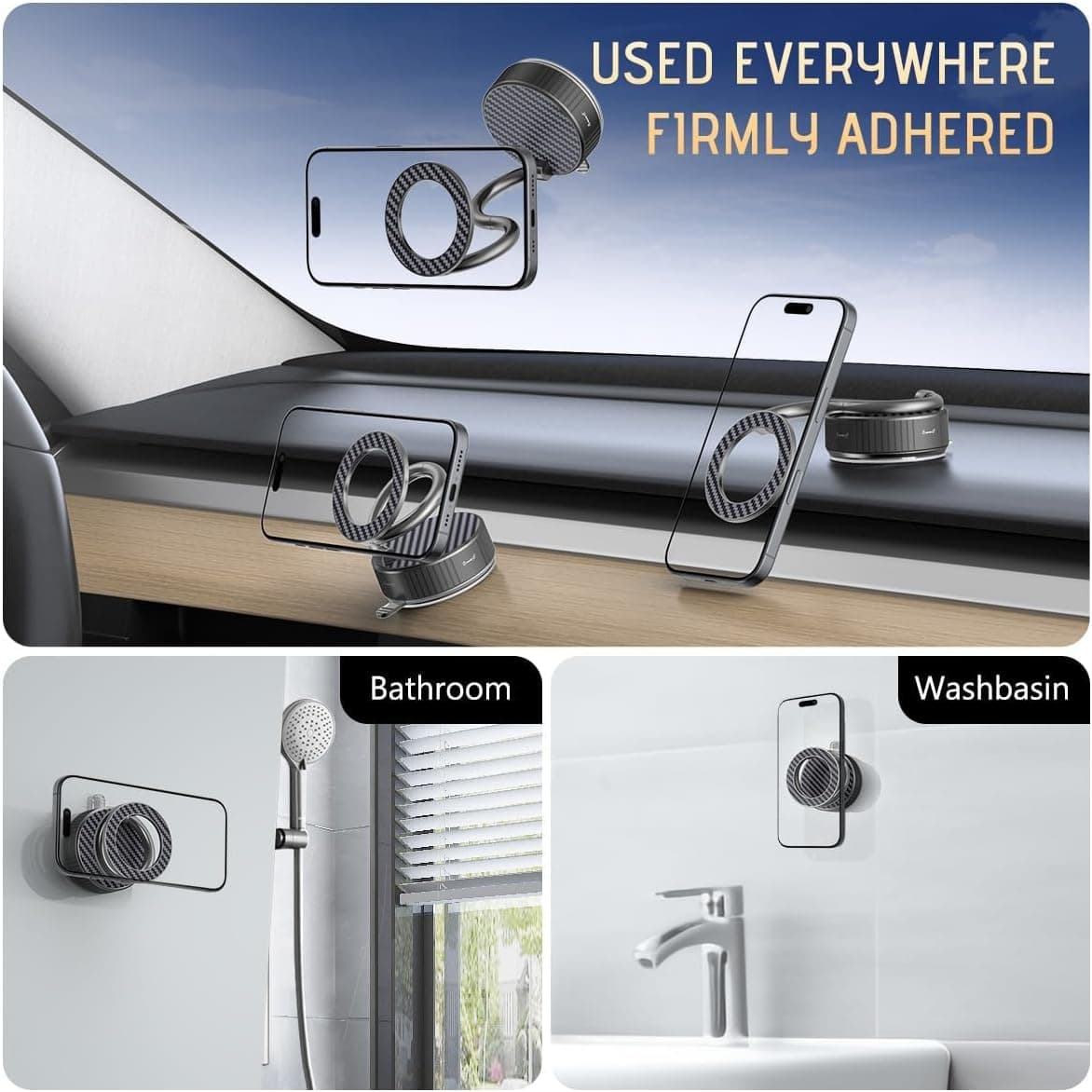 هولدر مغناطیسی گوشی برای خودرو – با پایه مکنده (Suction Cup) و قابلیت چرخش در زوایای بی‌نهایت، پایه تاشو مناسب برای شیشه جلو، میز یا سطوح صاف، سازگار با تمام گوشی‌های هوشمند. 802