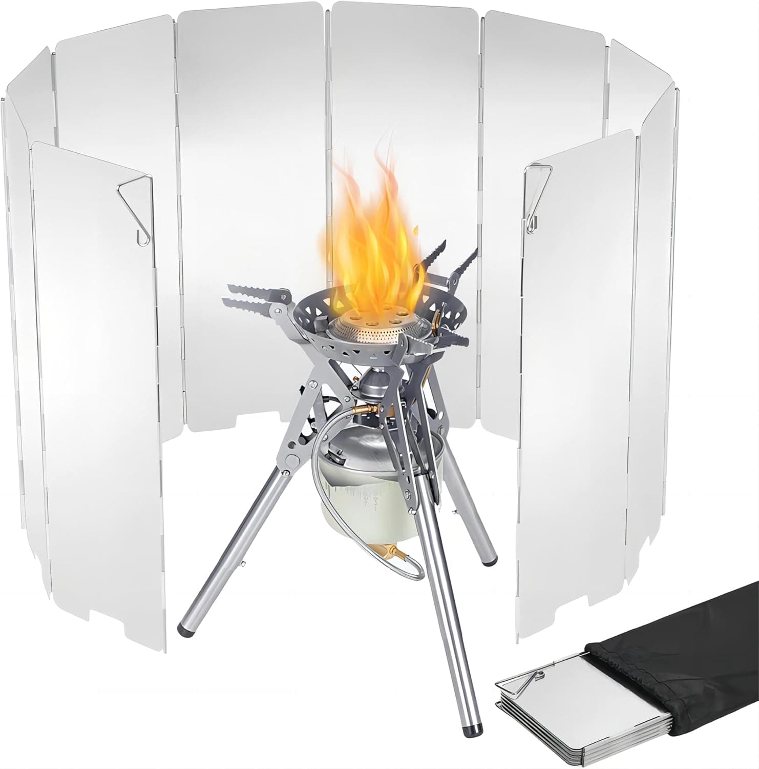 محافظ باد اجاق کمپینگ COOLBABY با 10 صفحه – تاشو و قابل‌حمل، مناسب برای اجاق گاز کمپینگ، اجاق بوتان، اجاق الکلی و پخت‌وپز در فضای باز یا پیک‌نیک.