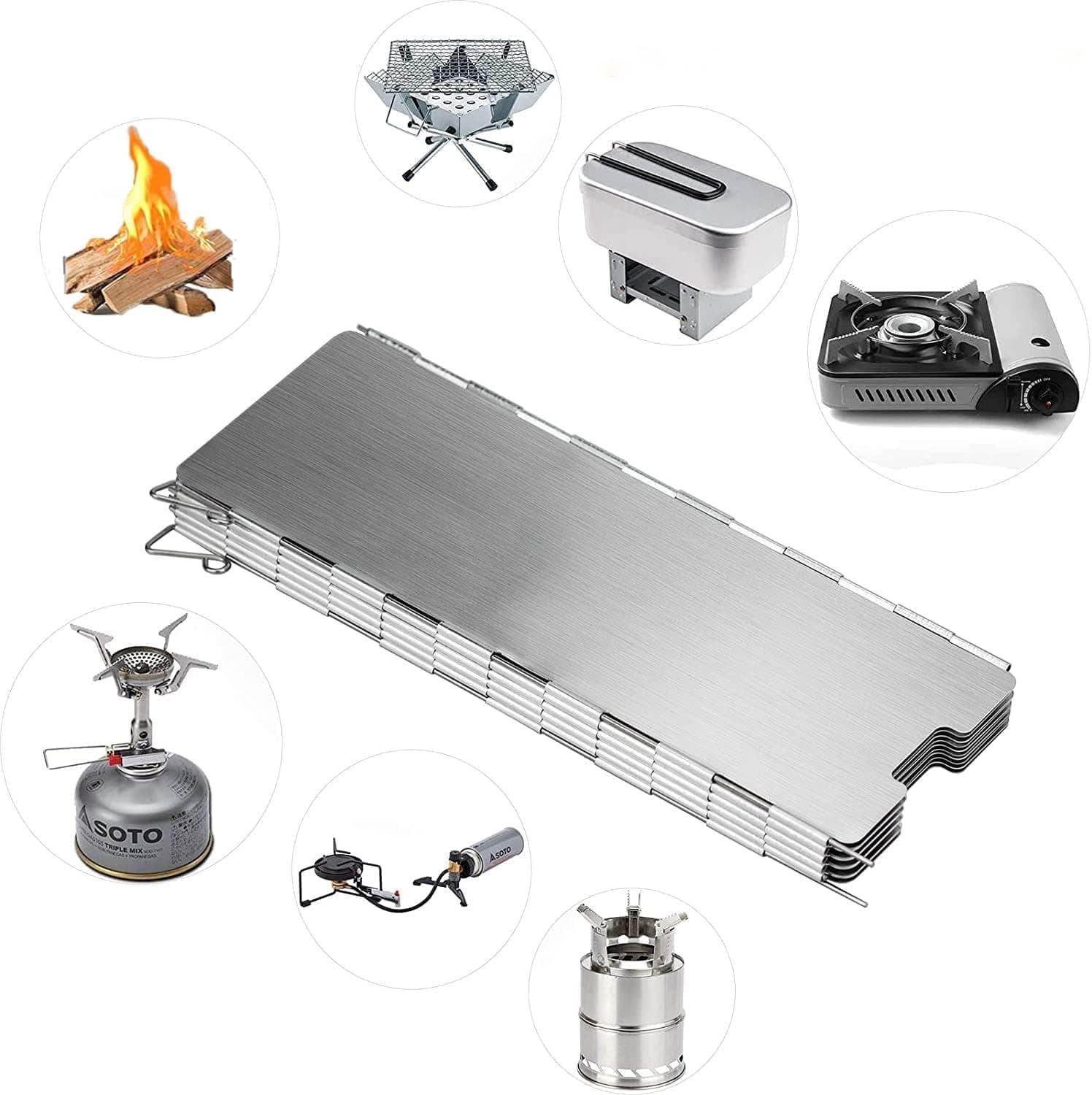 محافظ باد اجاق کمپینگ COOLBABY با 10 صفحه – تاشو و قابل‌حمل، مناسب برای اجاق گاز کمپینگ، اجاق بوتان، اجاق الکلی و پخت‌وپز در فضای باز یا پیک‌نیک. 824