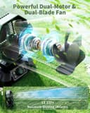 پنکه کمپینگ coldSky با ظرفیت باتری 20000 میلی‌آمپر ساعت – دارای دو موتور، چراغ LED چهارحالته، 8 سرعت مختلف و ریموت کنترل، قابل‌حمل و مناسب برای چادر، قطعی برق یا محل کار، همراه با قلاب آویز – رنگ سبز. 833