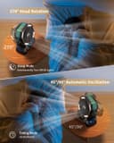 پنکه کمپینگ coldSky با ظرفیت باتری 20000 میلی‌آمپر ساعت – دارای دو موتور، چراغ LED چهارحالته، 8 سرعت مختلف و ریموت کنترل، قابل‌حمل و مناسب برای چادر، قطعی برق یا محل کار، همراه با قلاب آویز – رنگ سبز. 837