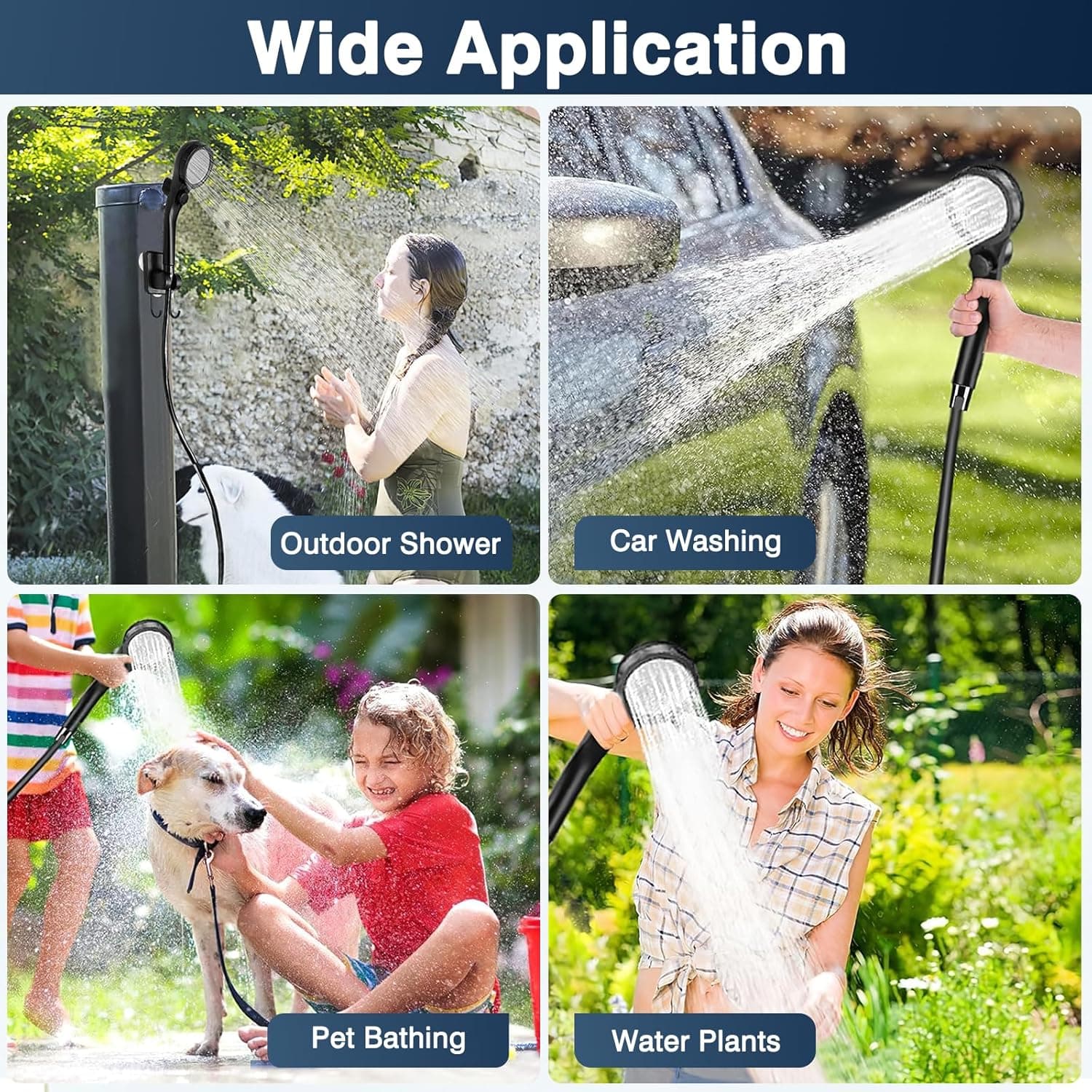 دوش قابل حمل Ponicozy Portable Camping Shower – پمپ برقی قابل شارژ با ظرفیت 6000 میلی‌آمپر ساعت، دارای نمایشگر دیجیتال هوشمند و سری دوش، مناسب برای کمپینگ، پیاده‌روی، سفر با RV و شستشوی حیوانات خانگی. 852