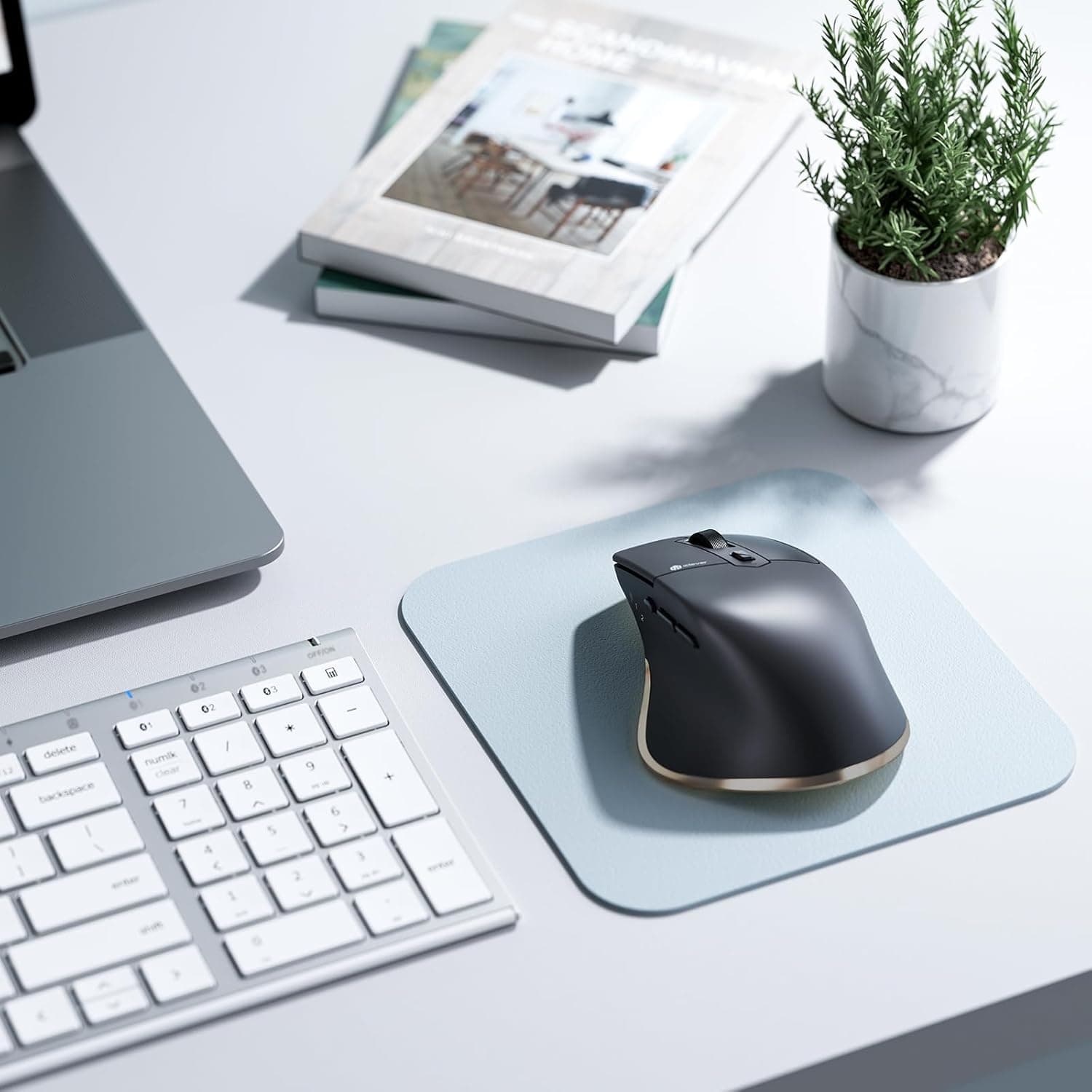 ماوس iClever Bluetooth مدل MD172، ماوس بیسیم دوحالته (Bluetooth+USB)، ماوس ارگونومیک چنددستگاهه با 5 سطح DPI قابل تنظیم و 7 دکمه، ماوس شارژی بیصدا برای Laptop/iPad/MacBook/Tablet/PC، رنگ مشکی 1321