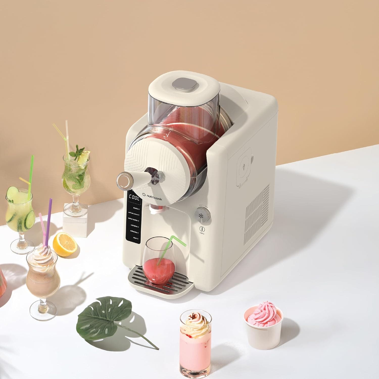 بستنیساز Nutricook Frost (بژ) – دستگاه ۲ در ۱ سافت سرو و اسلاشی با کمپرسور داخلی، ۵ حالت از پیش تنظیمشده، ۷ تنظیم بافت و ظرفیت ۱.۸ لیتر 151