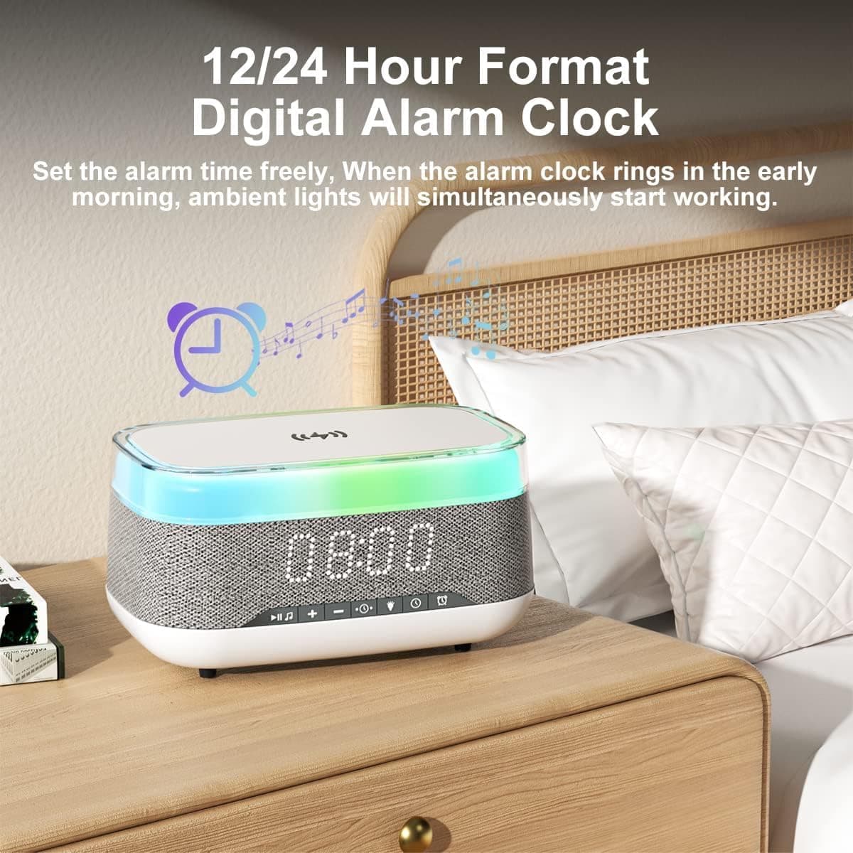 اسپیکر TERRIFI با ساعت زنگدار دیجیتال و شارژر بیسیم سریع 264