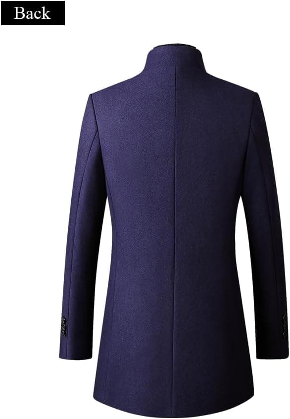 کت بلند زمستانی مردانه Lavnis از جنس ترکیبی پشم – کت Pea باریک با جلوی دکمهدار تکسینه، مناسب برای استفاده رسمی و کت تجاری.