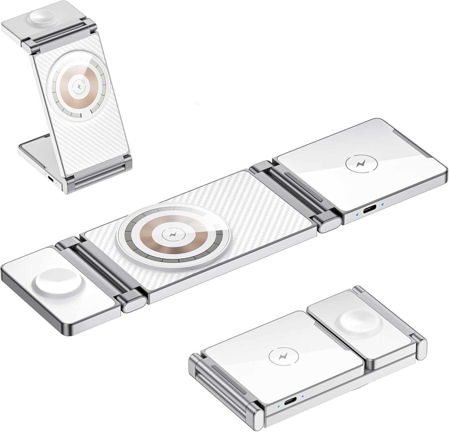 ایستگاه شارژ بیسیم ۳ در ۱ KASTWAVE – پایه شارژ برای iPhone 12/13/14/15 Pro Max/Mini، Apple Watch و AirPods، پایه شارژ تاشو و قابل حمل.