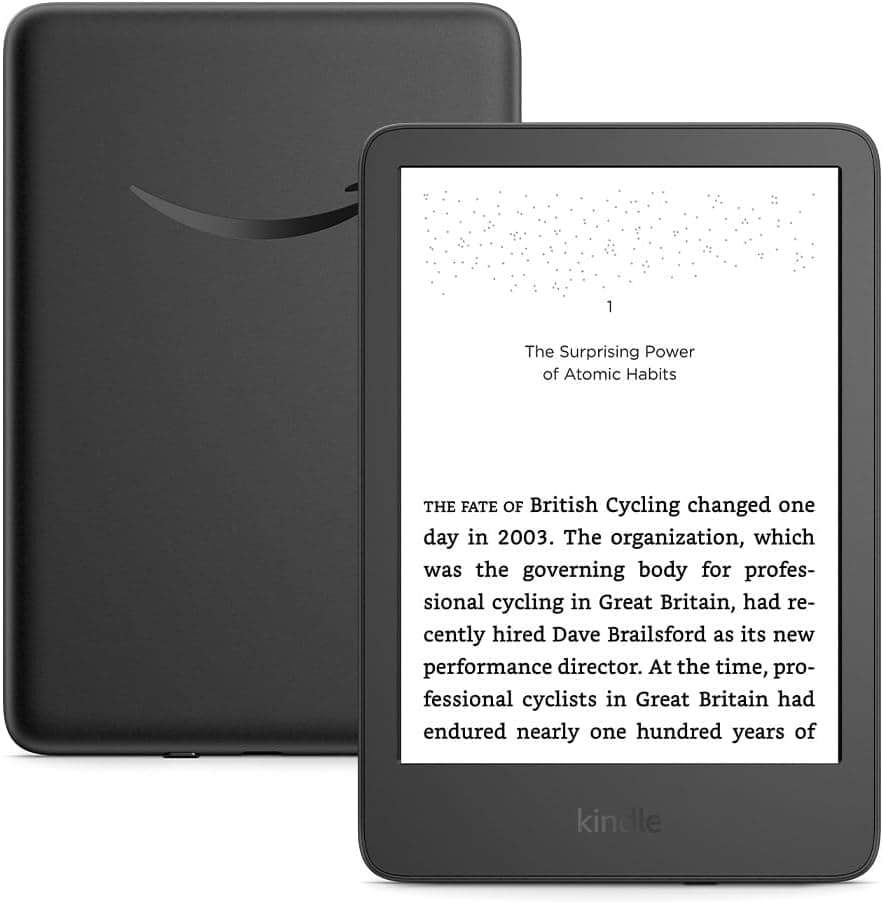 کتابخوان Amazon Kindle (16GB) – سبکترین و جمعوجورترین Kindle، با صفحهنمایش بدون بازتاب نور، سرعت بالای تغییر صفحات، نور جلوی قابل تنظیم و عمر باتری طولانی – رنگ مشکی.