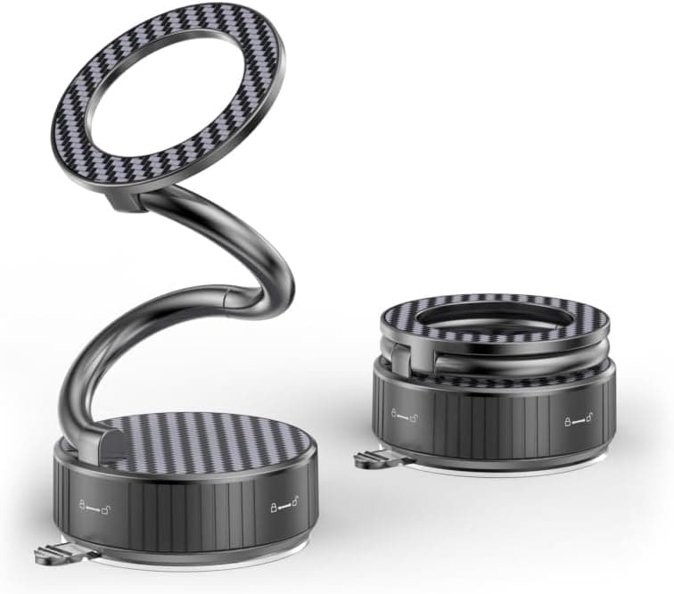 هولدر مغناطیسی گوشی برای خودرو – با پایه مکنده (Suction Cup) و قابلیت چرخش در زوایای بینهایت، پایه تاشو مناسب برای شیشه جلو، میز یا سطوح صاف، سازگار با تمام گوشیهای هوشمند.