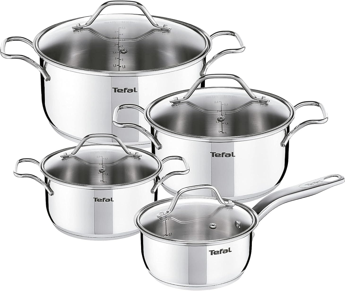 ست ظروف آشپزی TEFAL Cookware Set – Intuition – شامل ۸ تکه از جنس استیل ضد زنگ، مناسب برای اجاقهای القایی (Induction)، با ۲ سال گارانتی.